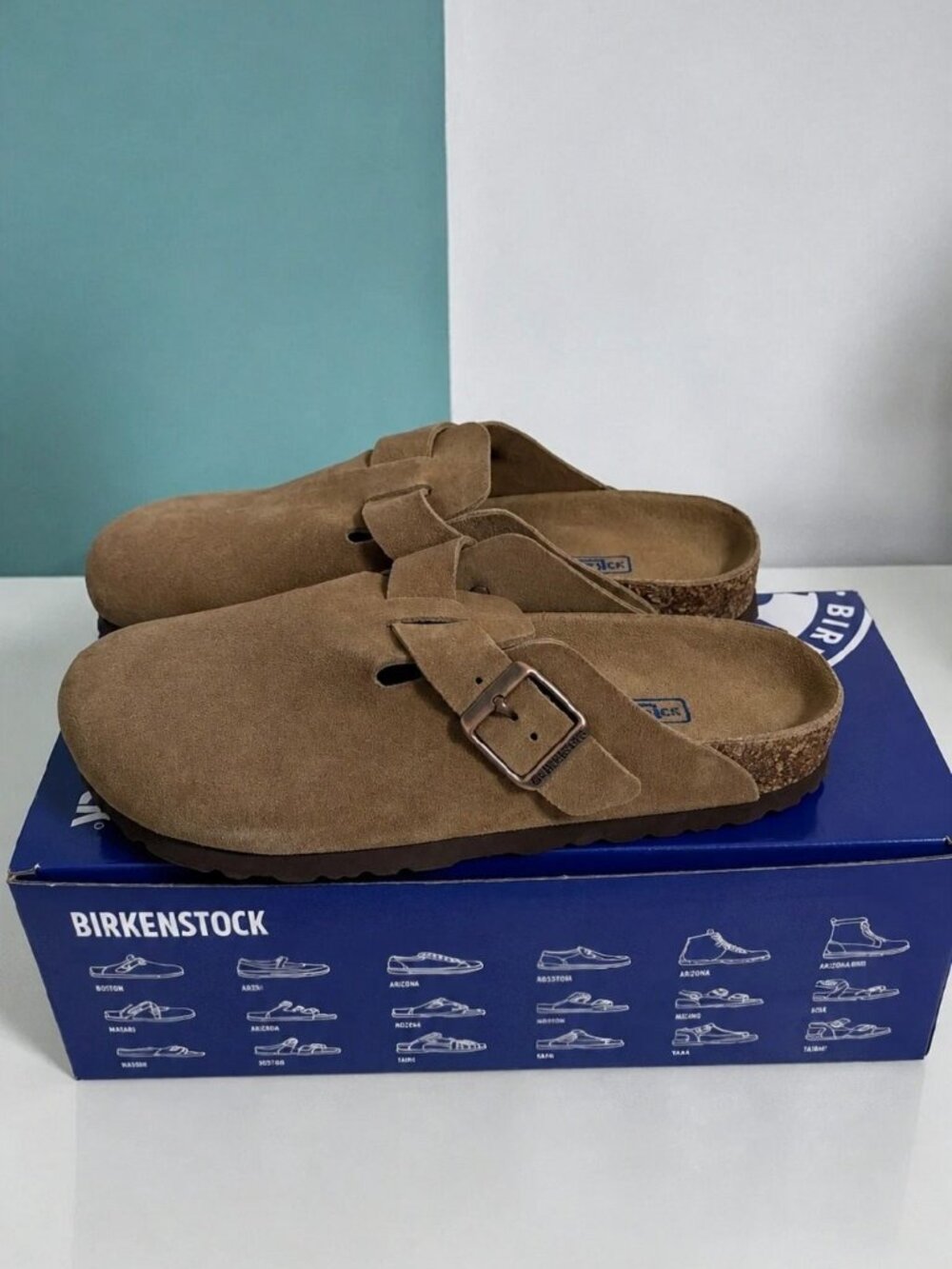Birkenstock Boston Taupe Suede Soft Footbed Clogs EU 38 - Picture 2 of 7